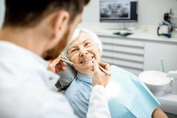 older patient having her dental checkups and cleanings